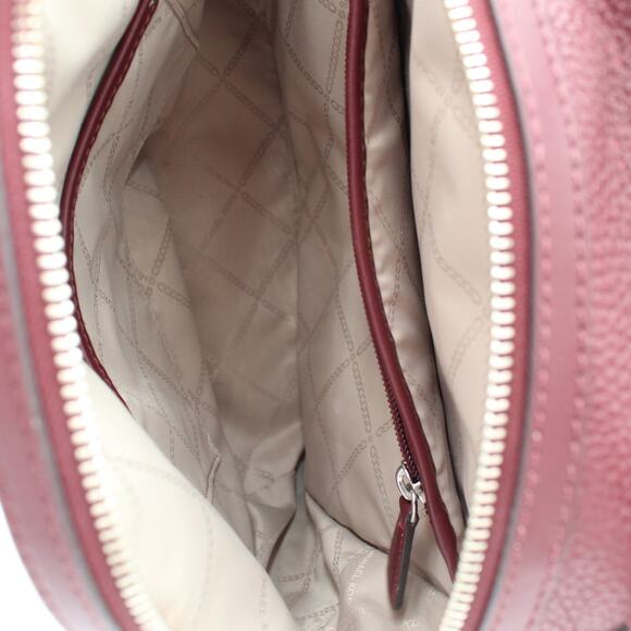 Michael Kors Leather Backpack Purse Womens Red Pebbled Zips Travel Bag Valerie - Picture 9 of 11